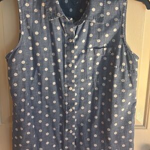 Tommy Hilfiger Blue and White Polka Dot Sleeveless Shirt‎